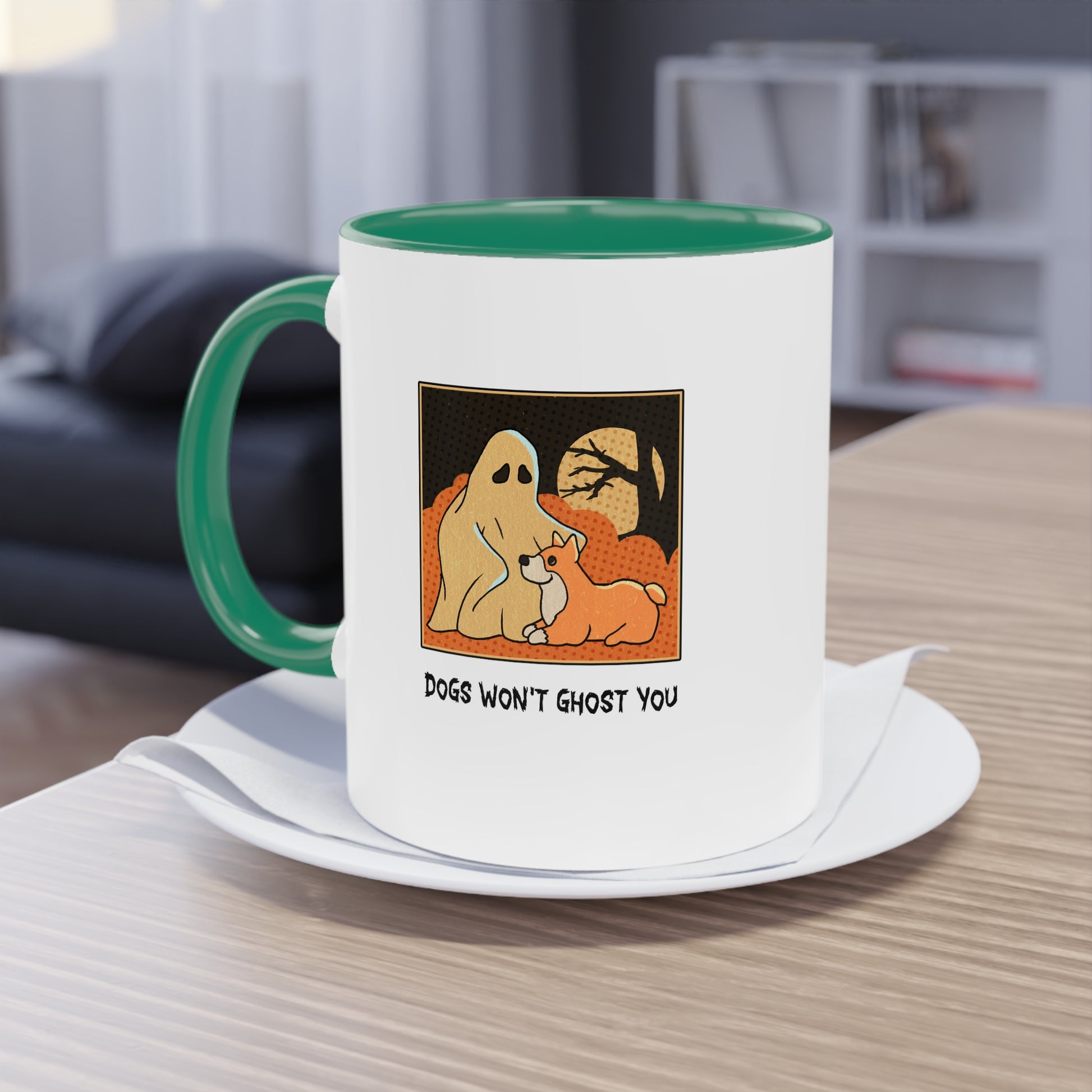 Two Tone Mug - 'Dogs Won't Ghost You' - ALIQUOS