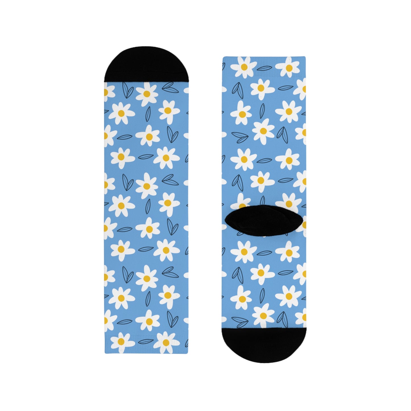 Daisies Crew Socks-Blue - ALIQUOS
