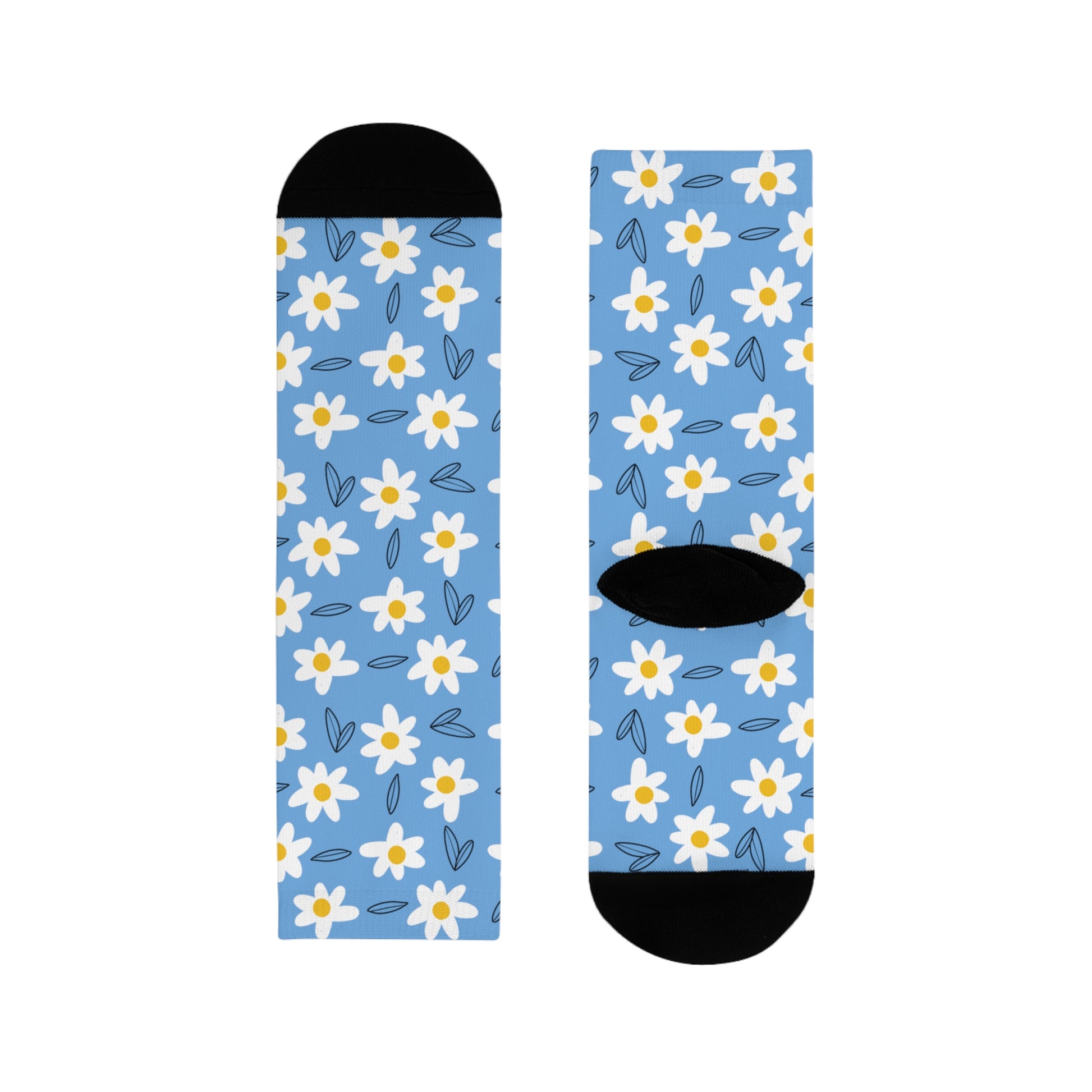 Daisies Crew Socks-Blue - ALIQUOS