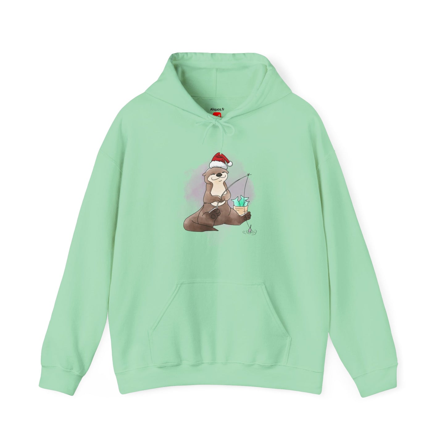 Sweat à capuche unisexe - Loutre de Noël 6 
