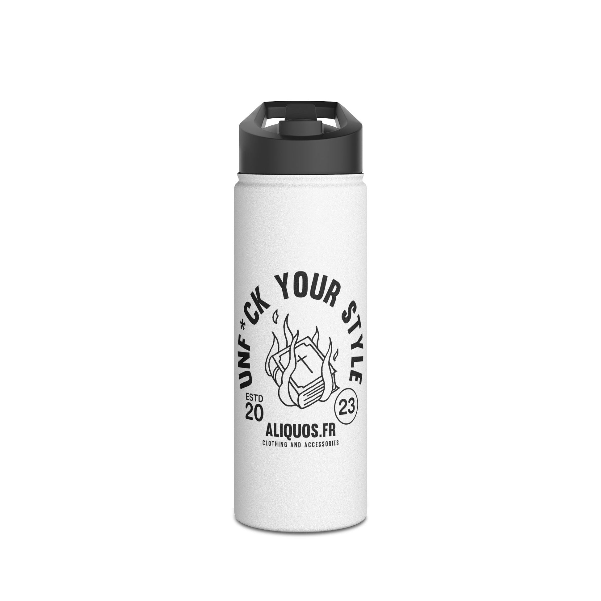 Burning Book Stainless Steel Water Bottle, Standard Lid - ALIQUOS