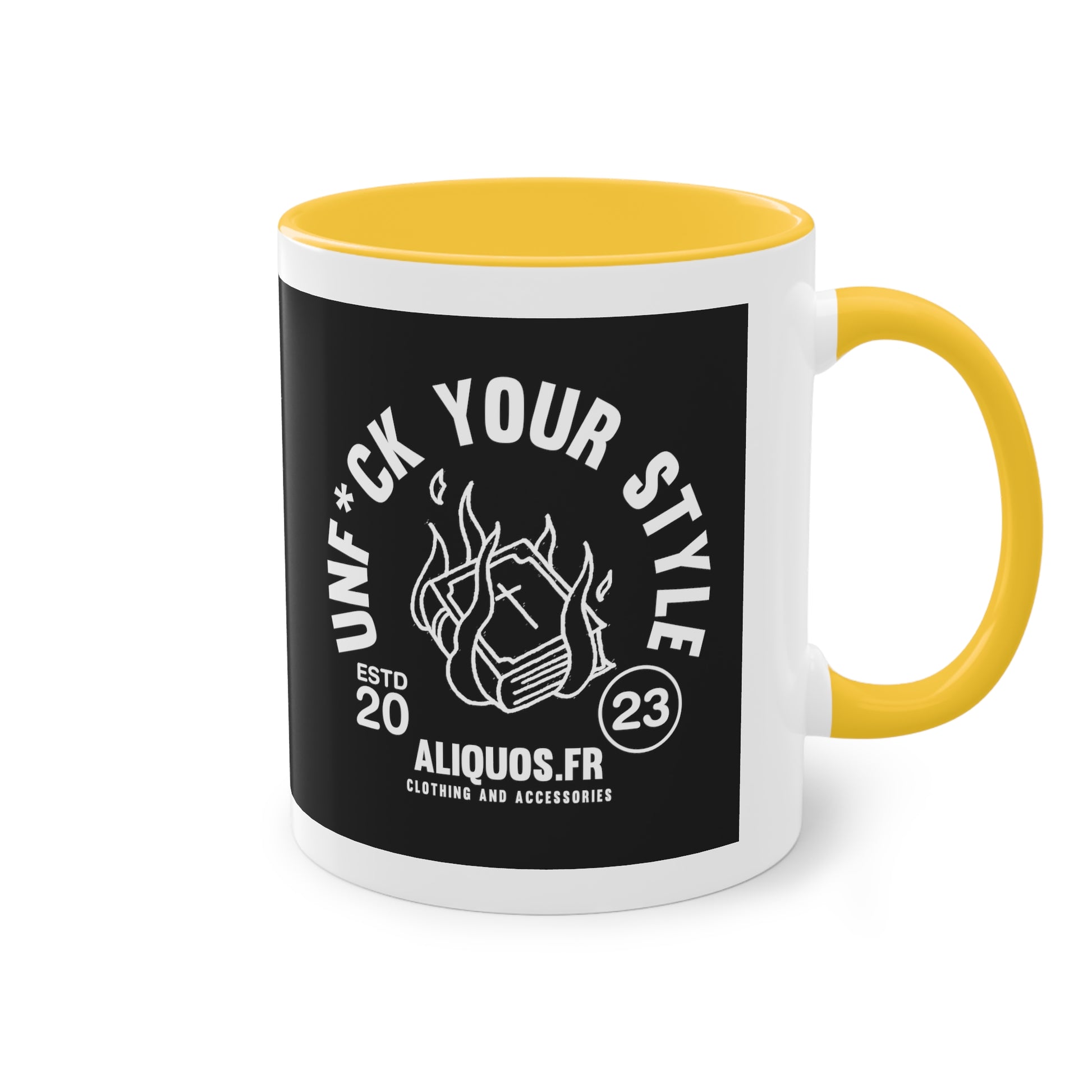 Burning Book Two-Tone Coffee Mug, 11oz - ALIQUOS