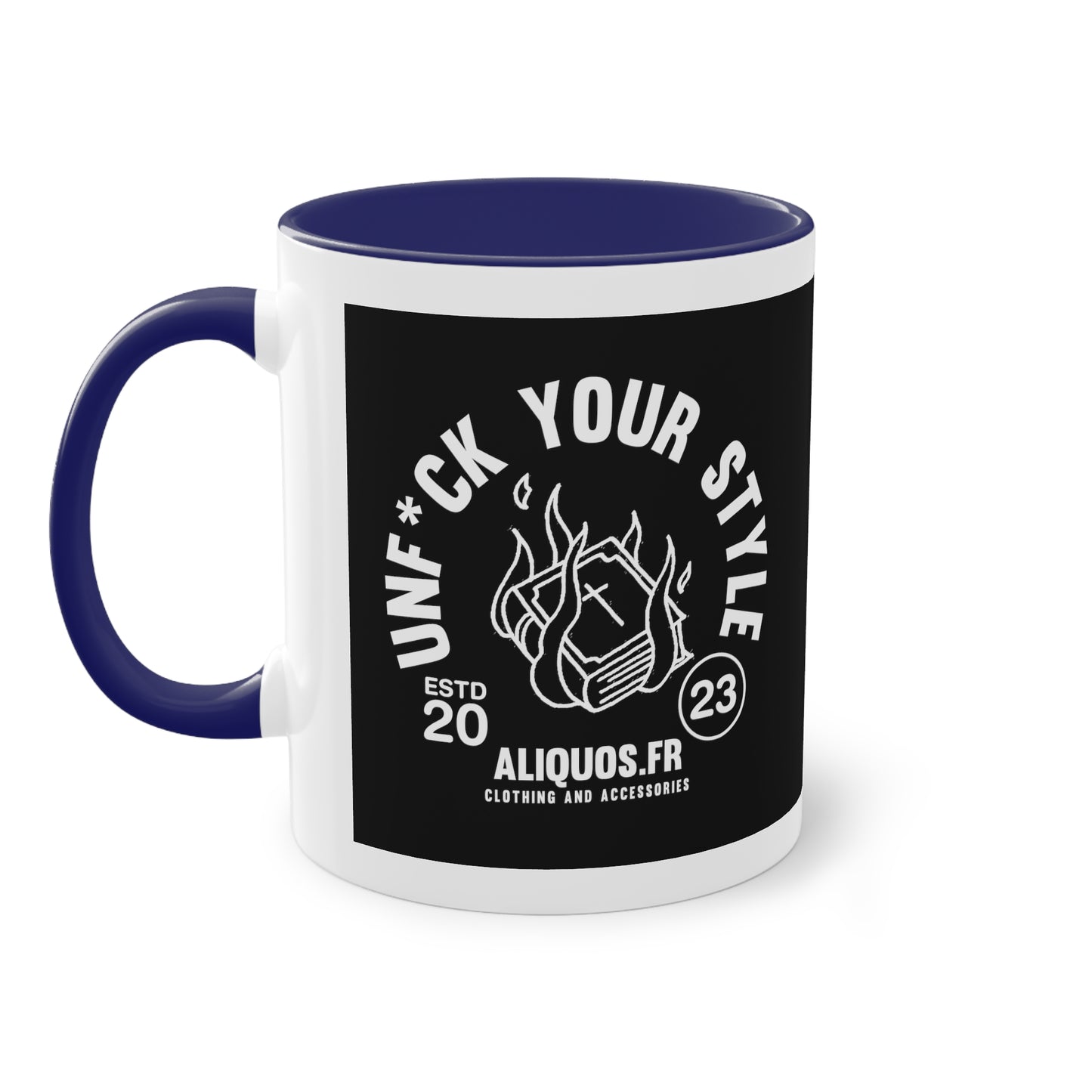 Burning Book Two-Tone Coffee Mug, 11oz - ALIQUOS