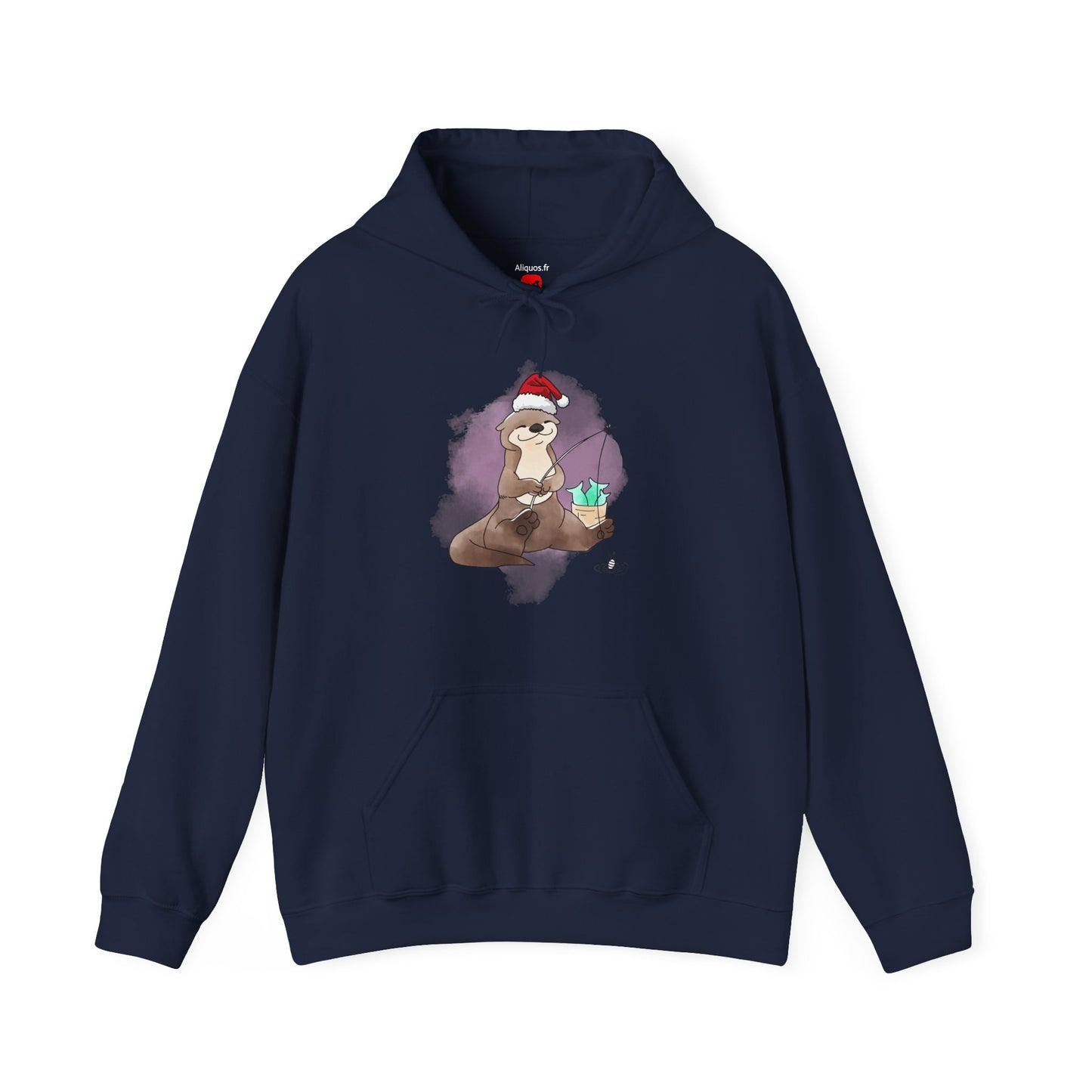 Sweat à capuche unisexe - Loutre de Noël 6 