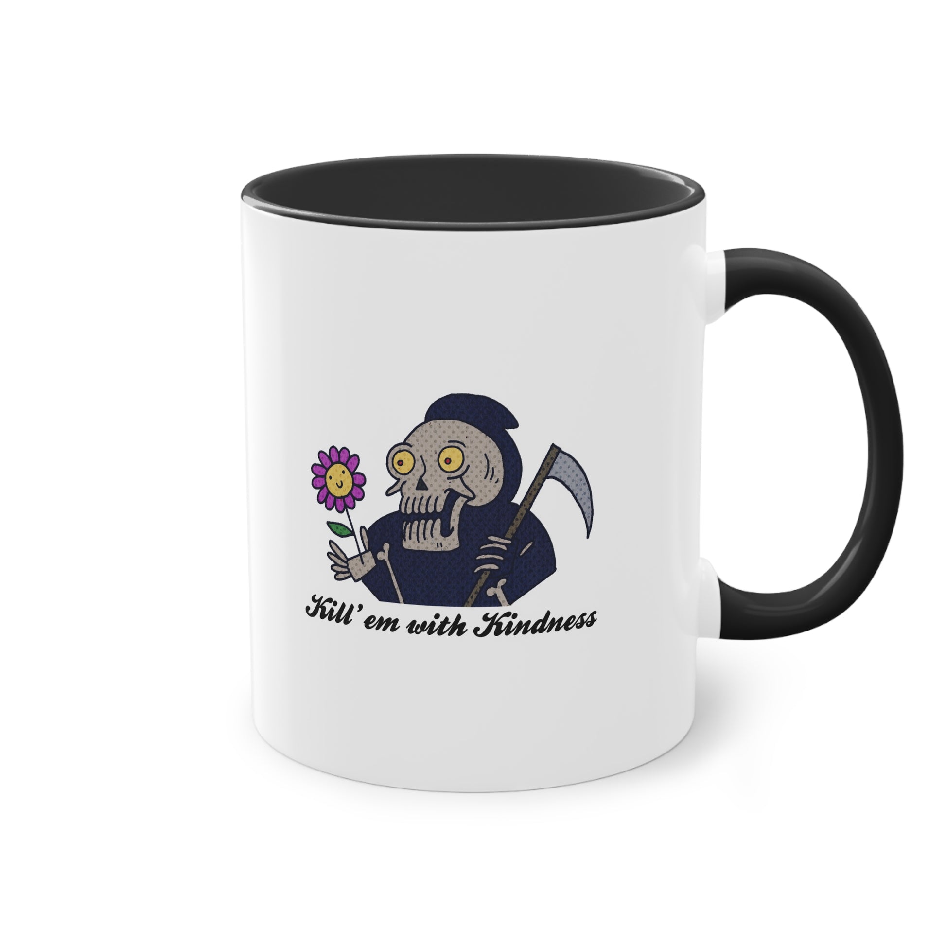 Two Tone Mug - Kill 'Em With Kindness Design - ALIQUOS