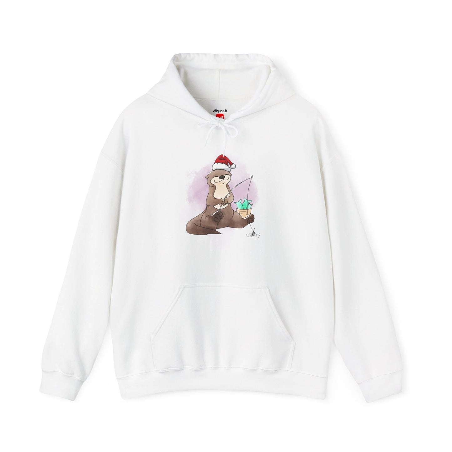 Sweat à capuche unisexe - Loutre de Noël 6 
