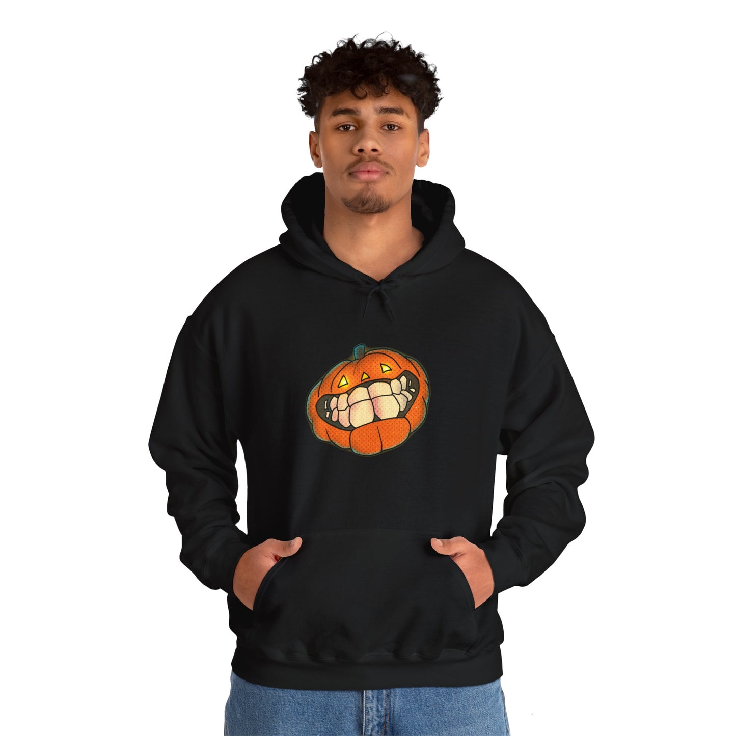 Sweat à capuche unisexe - Motif « citrouille souriante » 