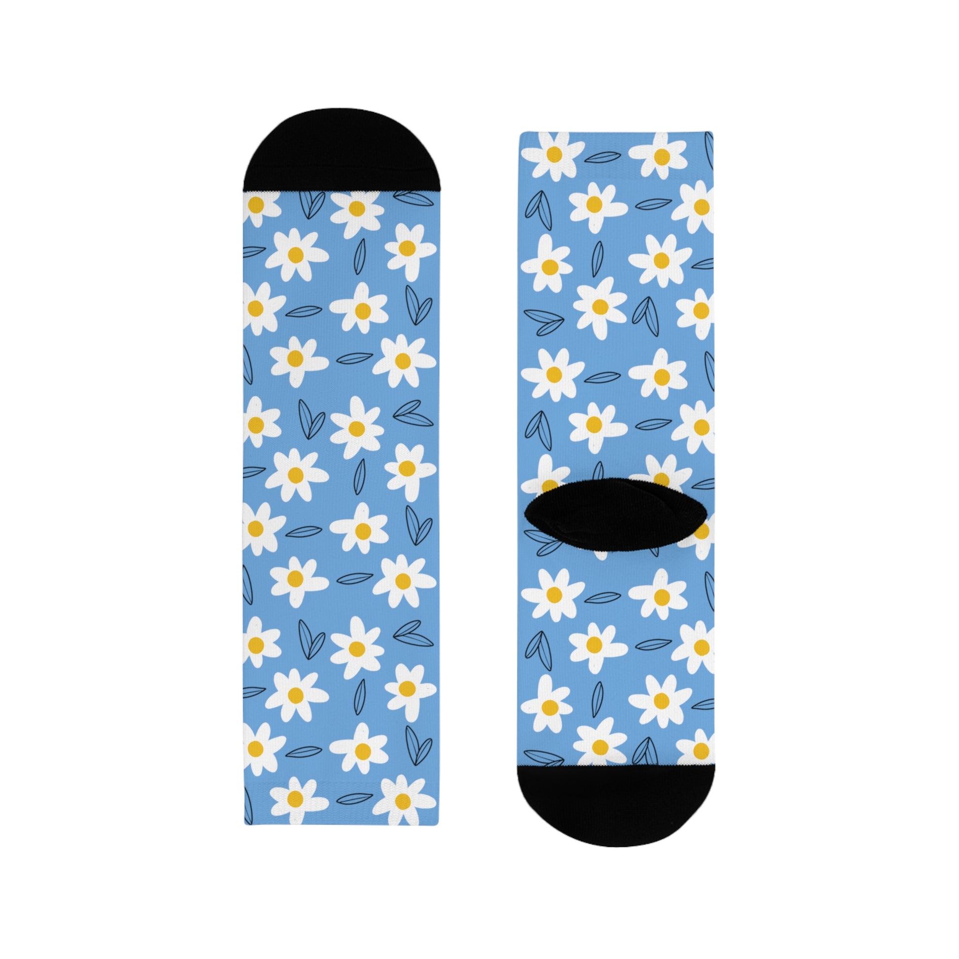 Daisies Crew Socks-Blue - ALIQUOS