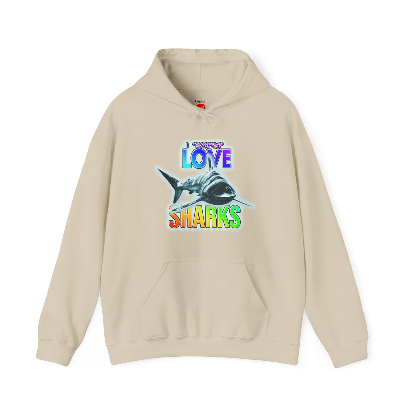 Sweat à capuche unisexe - J'adore les requins - Aliquos 