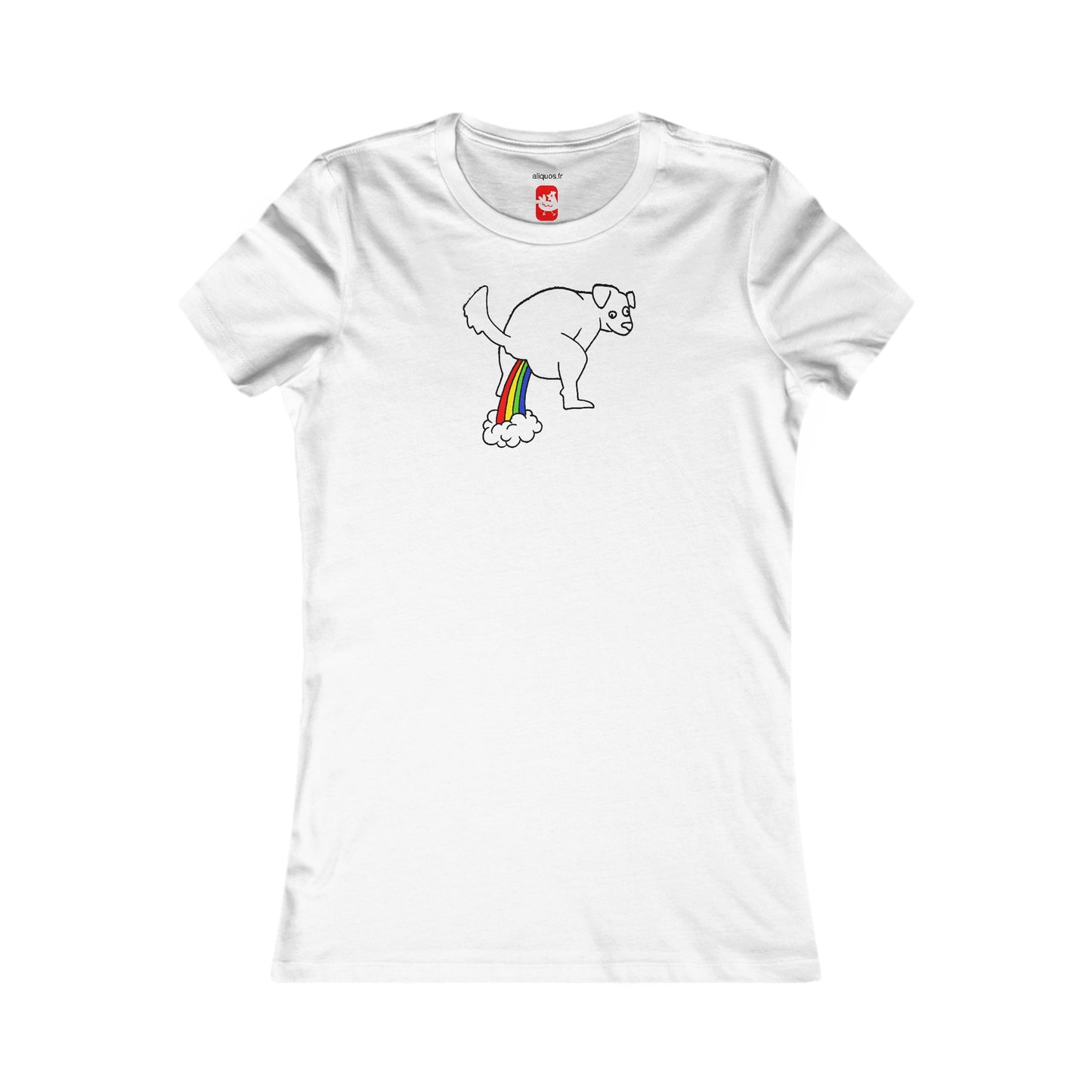 Women's Fitted Tee - Doggy Rainbow Factory - ALIQUOS