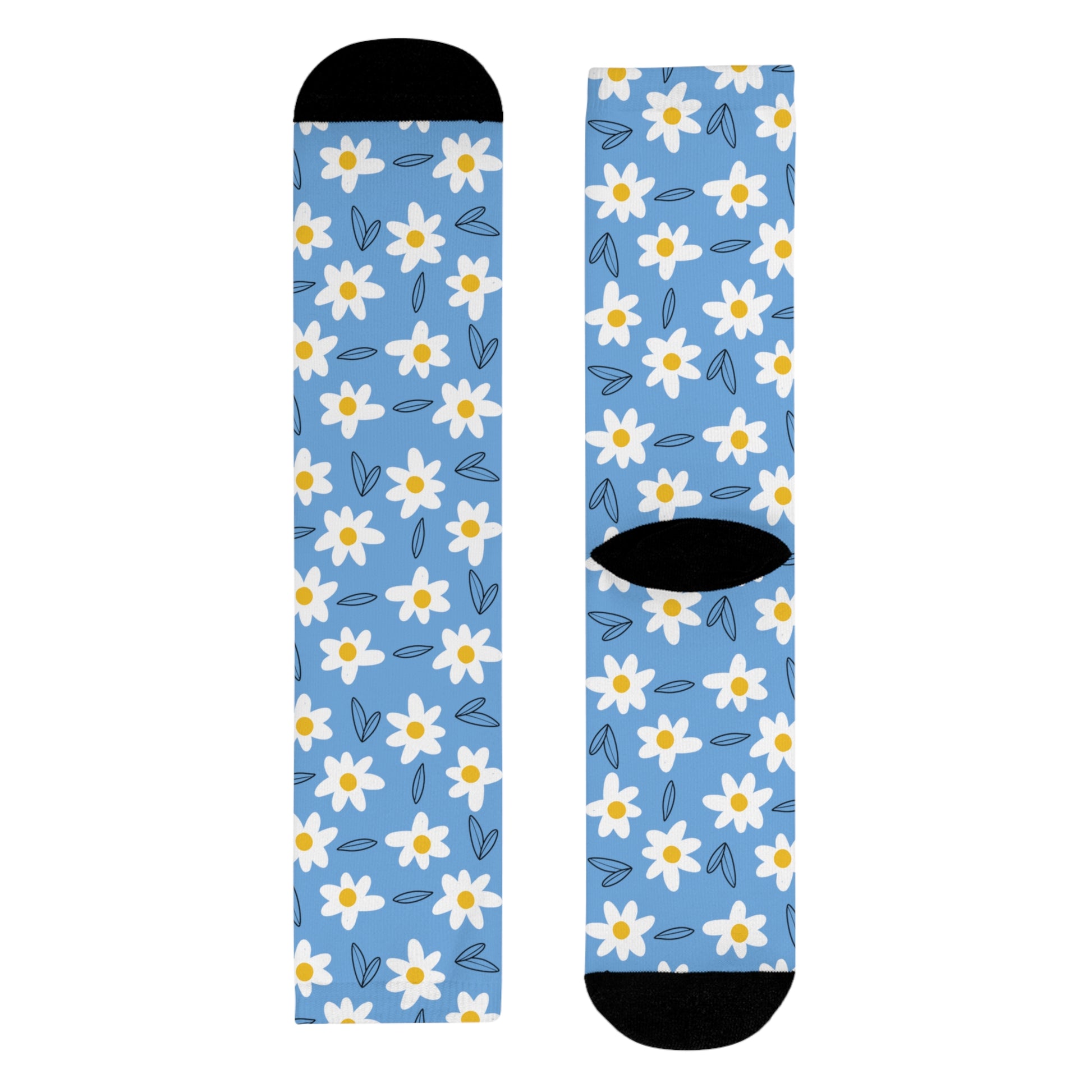 Daisies Crew Socks-Blue - ALIQUOS