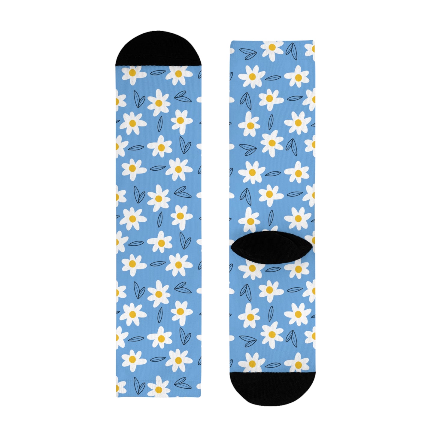 Daisies Crew Socks-Blue - ALIQUOS