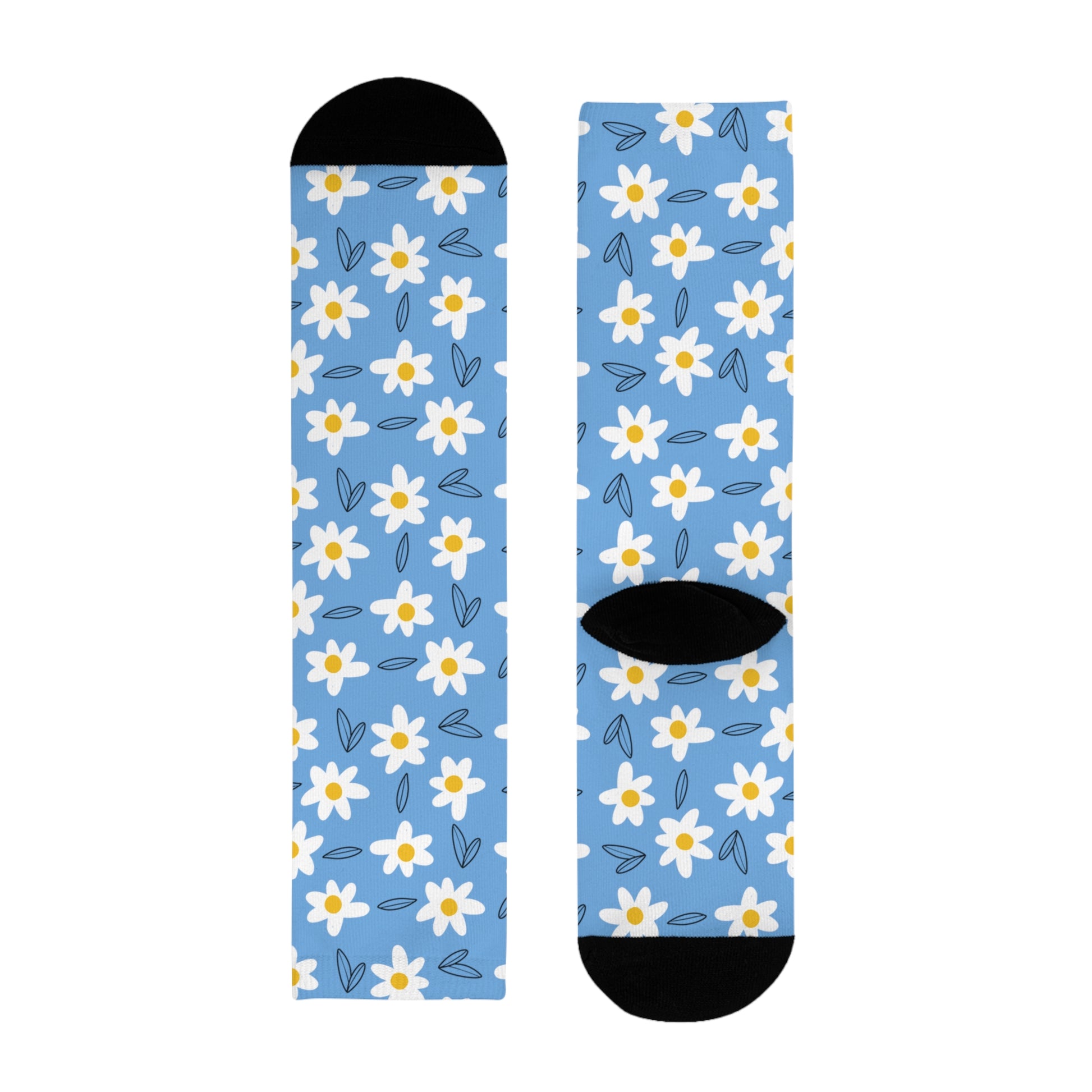 Daisies Crew Socks-Blue - ALIQUOS