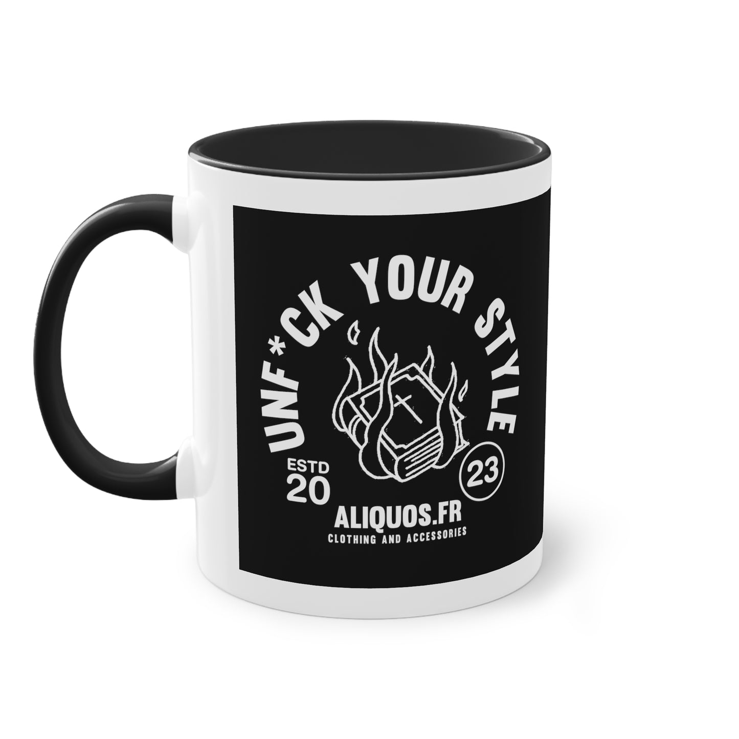 Burning Book Two-Tone Coffee Mug, 11oz - ALIQUOS