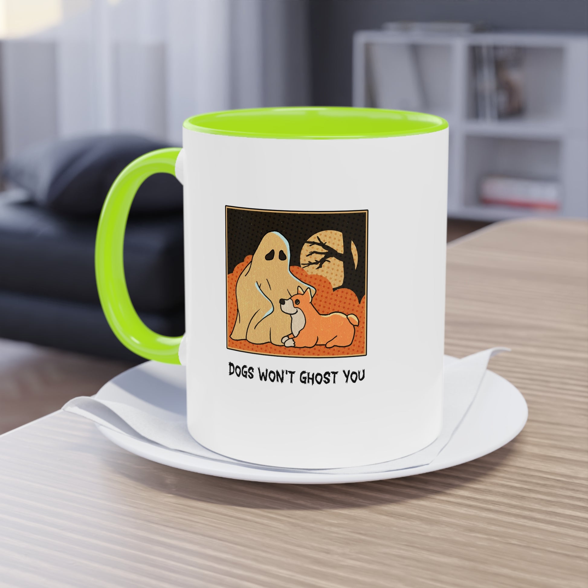 Two Tone Mug - 'Dogs Won't Ghost You' - ALIQUOS