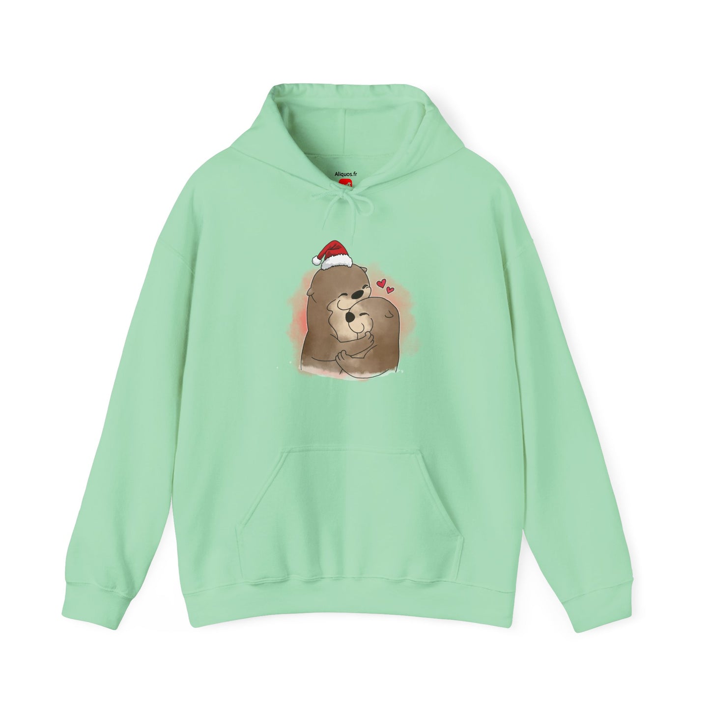 Sweat à capuche unisexe - Loutre de Noël 11 