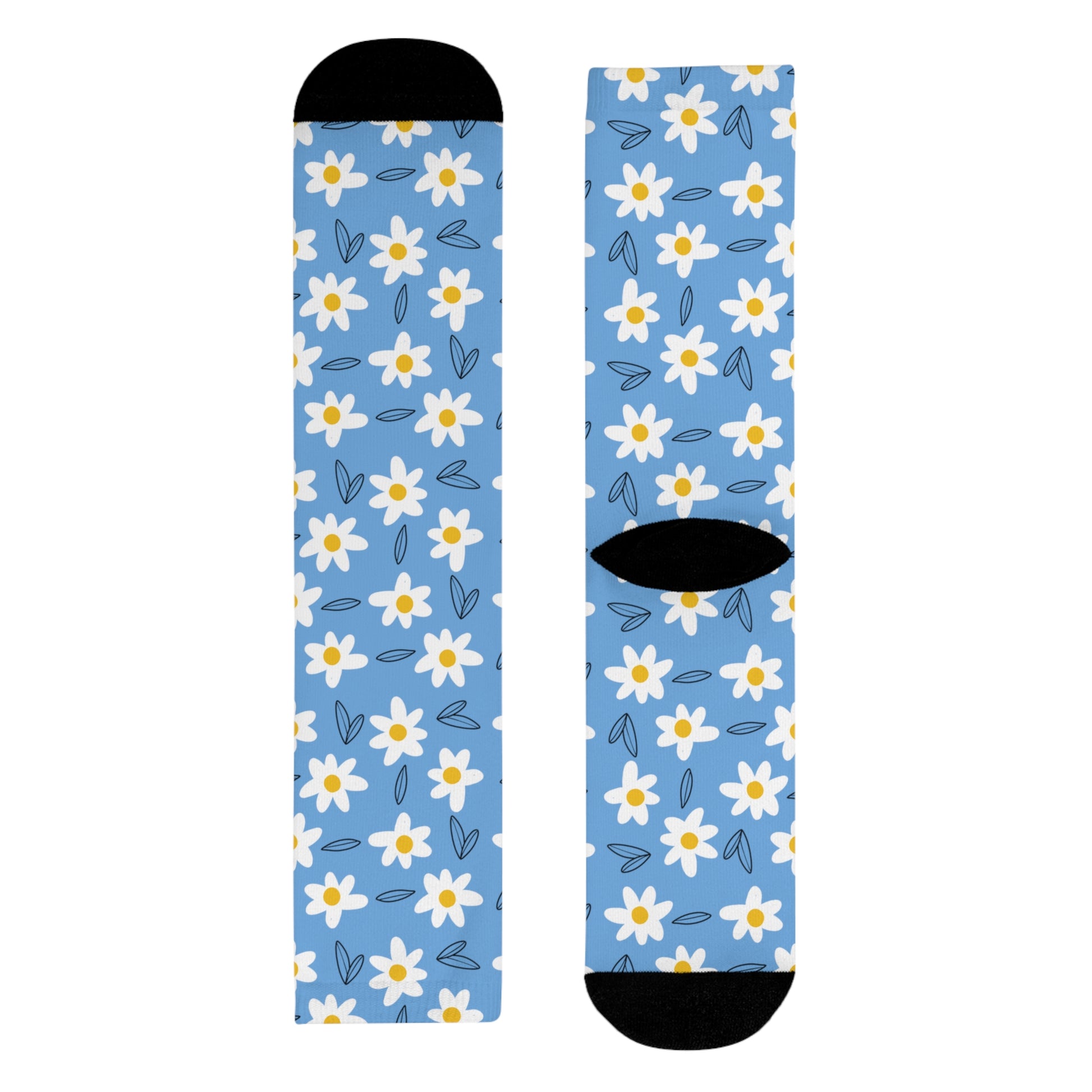 Daisies Crew Socks-Blue - ALIQUOS