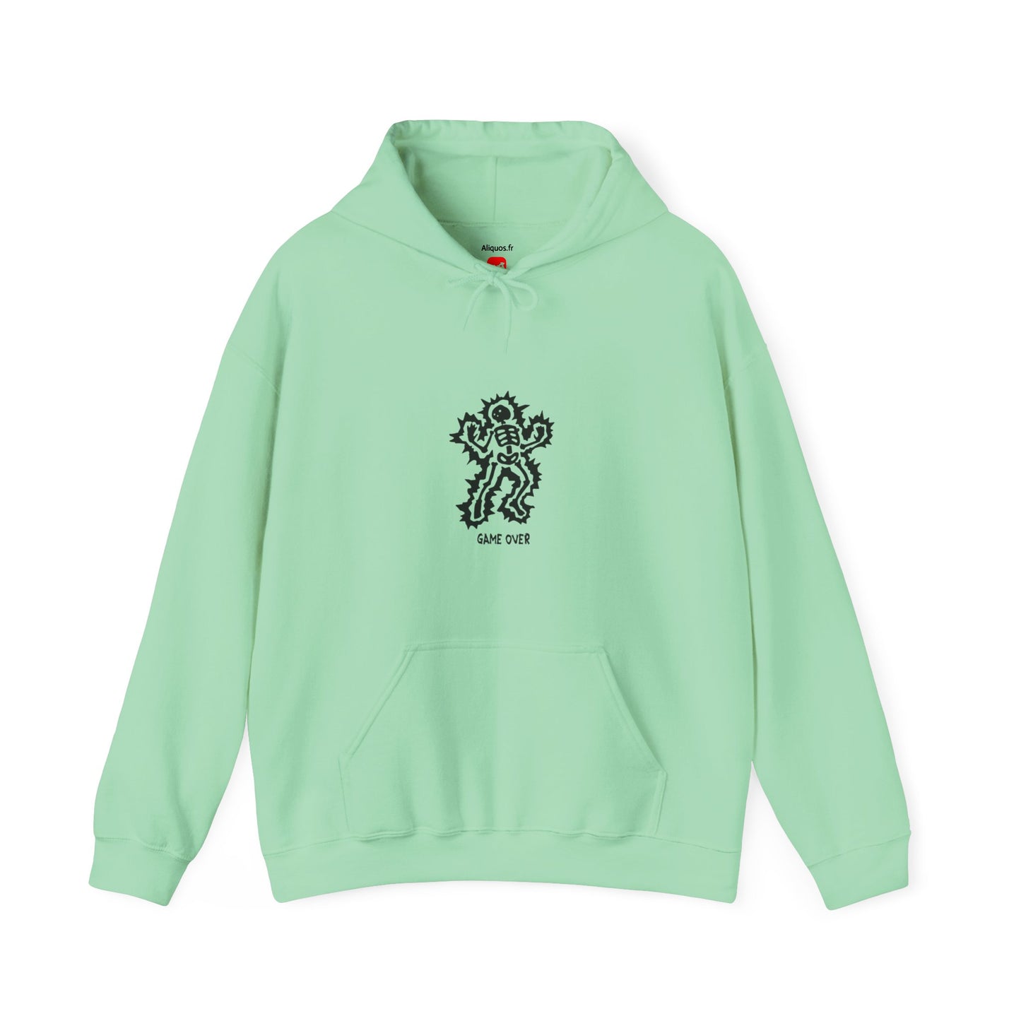Unisex Hooded Sweatshirt - Halloween Skeleton 'Game Over' Design - ALIQUOS