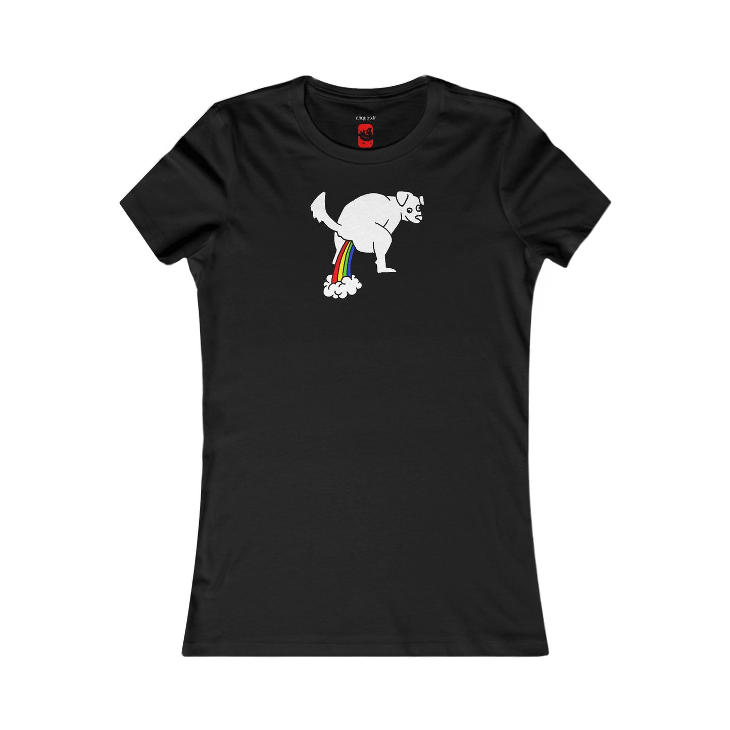 Women's Fitted Tee - Doggy Rainbow Factory - ALIQUOS