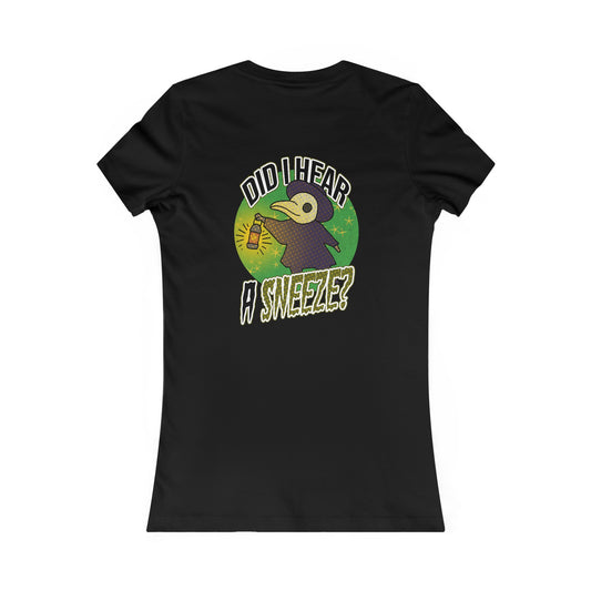 Tailliertes T-Shirt für Damen – „Habe ich ein Niesen gehört?“-Design 