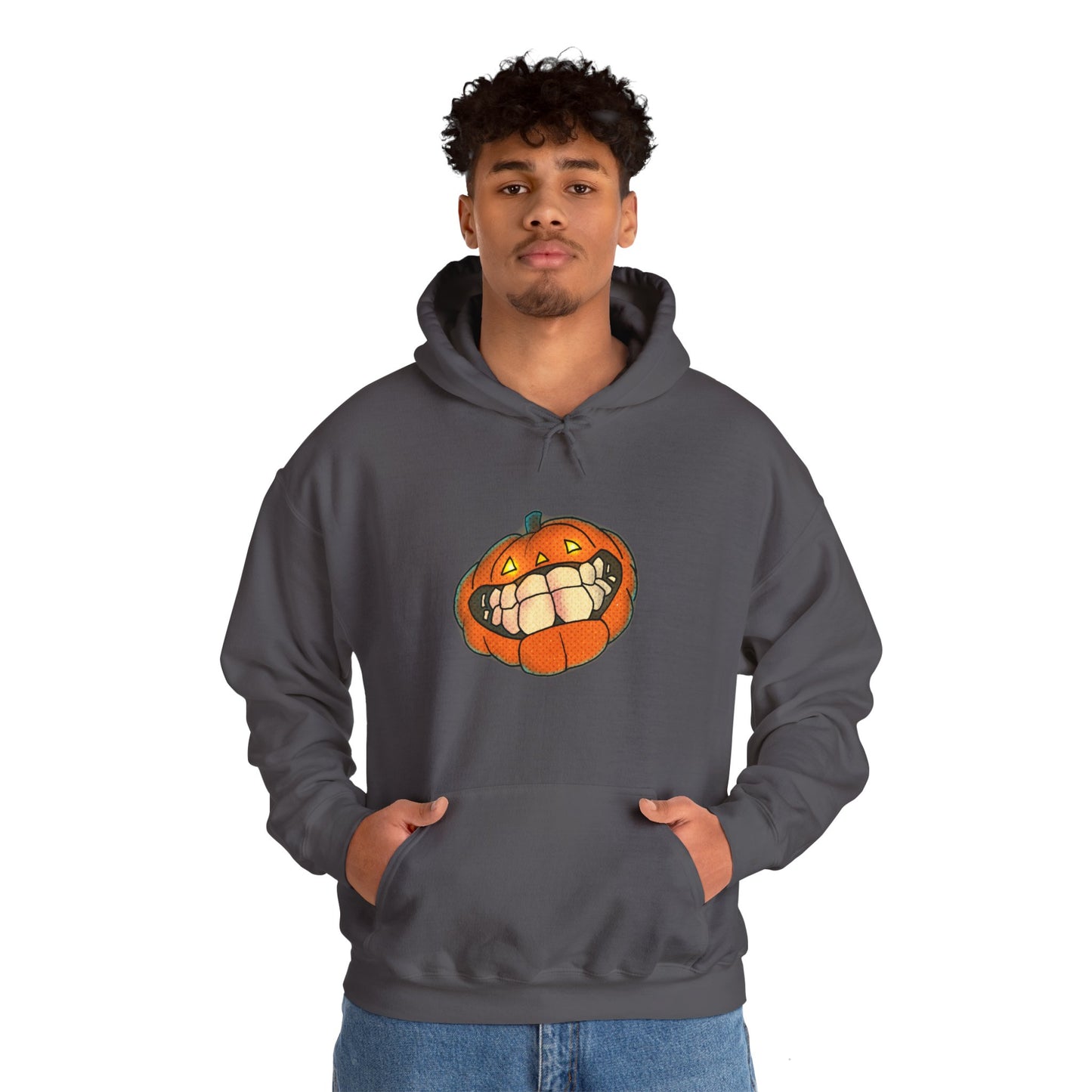 Sweat à capuche unisexe - Motif « citrouille souriante » 