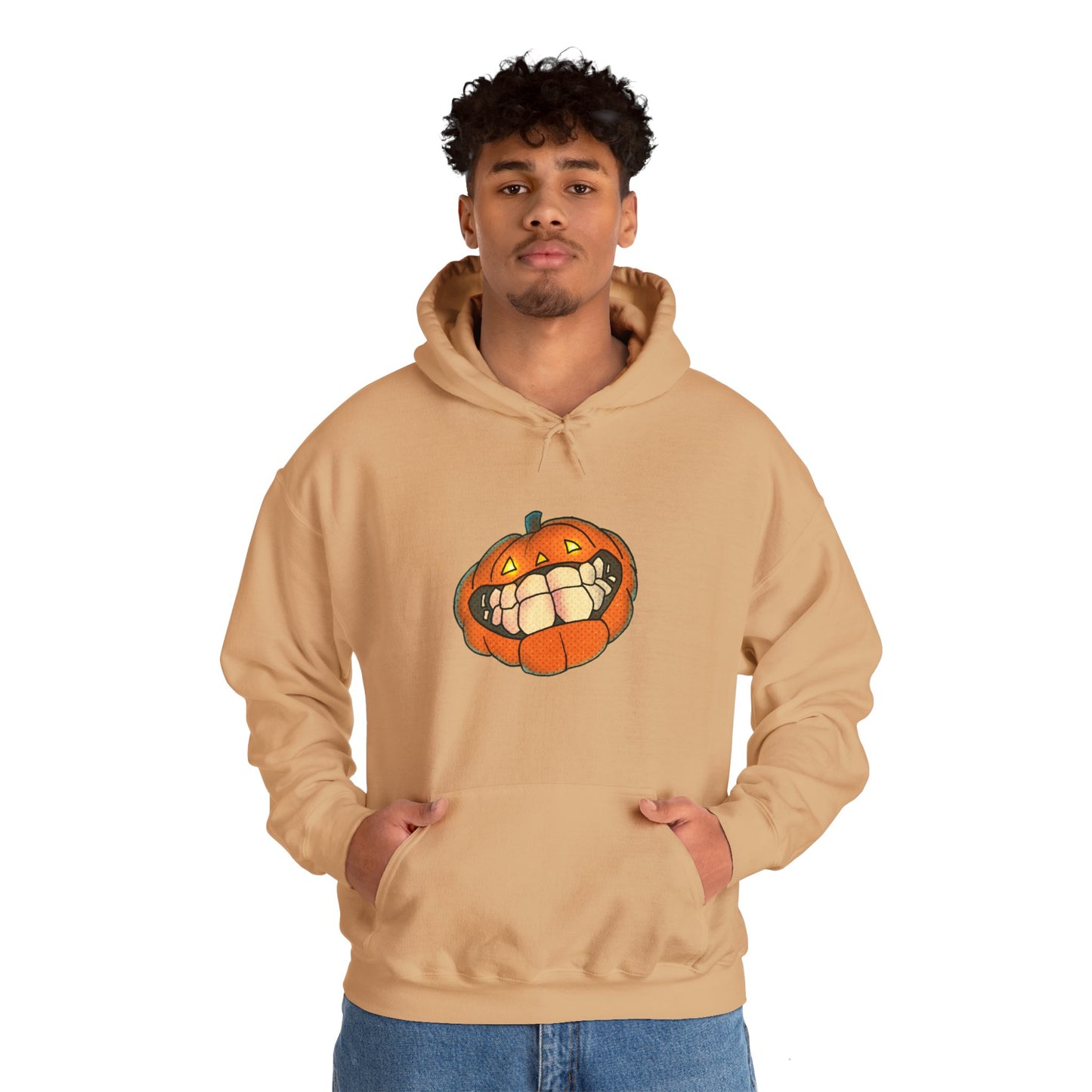 Sweat à capuche unisexe - Motif « citrouille souriante » 