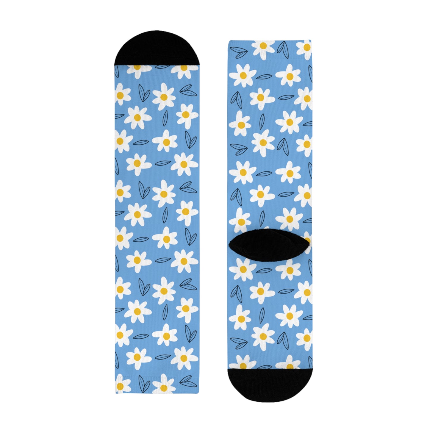 Daisies Crew Socks-Blue - ALIQUOS