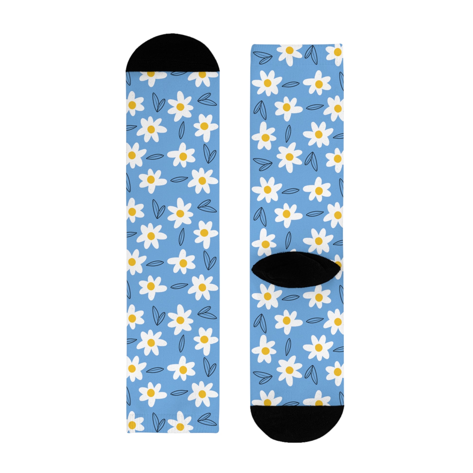 Daisies Crew Socks-Blue - ALIQUOS