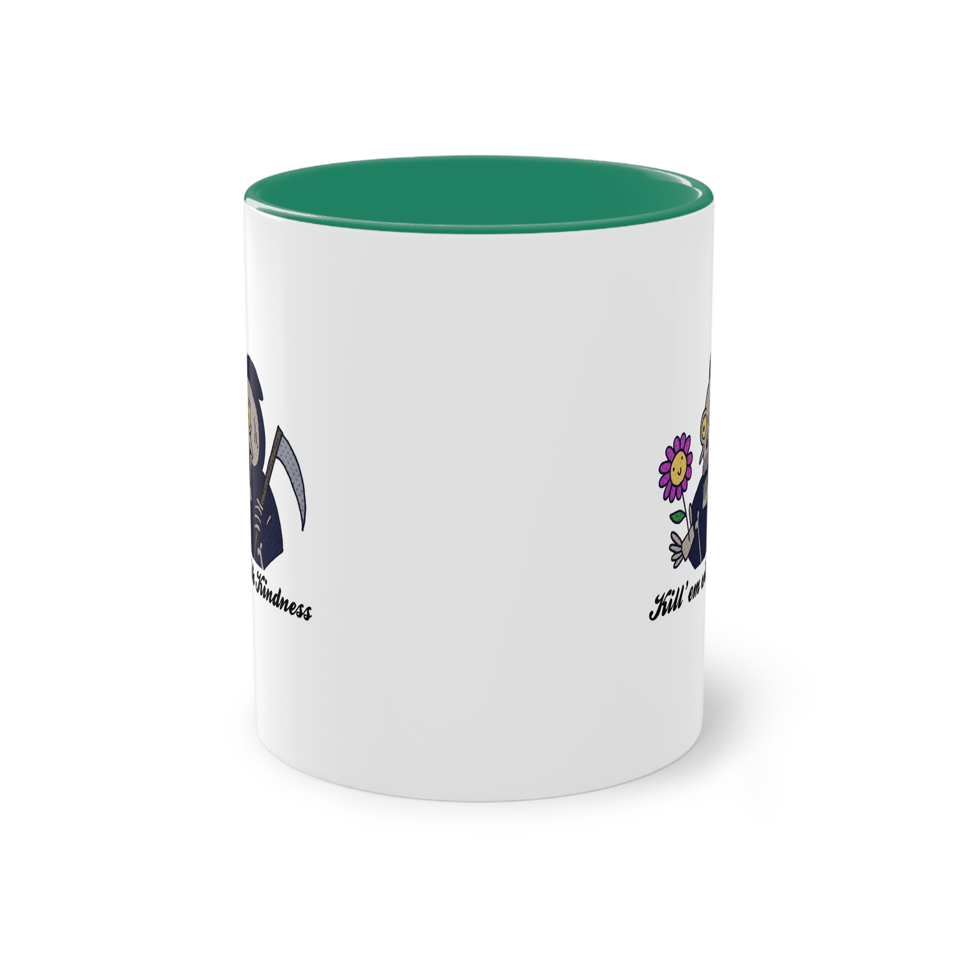 Two Tone Mug - Kill 'Em With Kindness Design - ALIQUOS