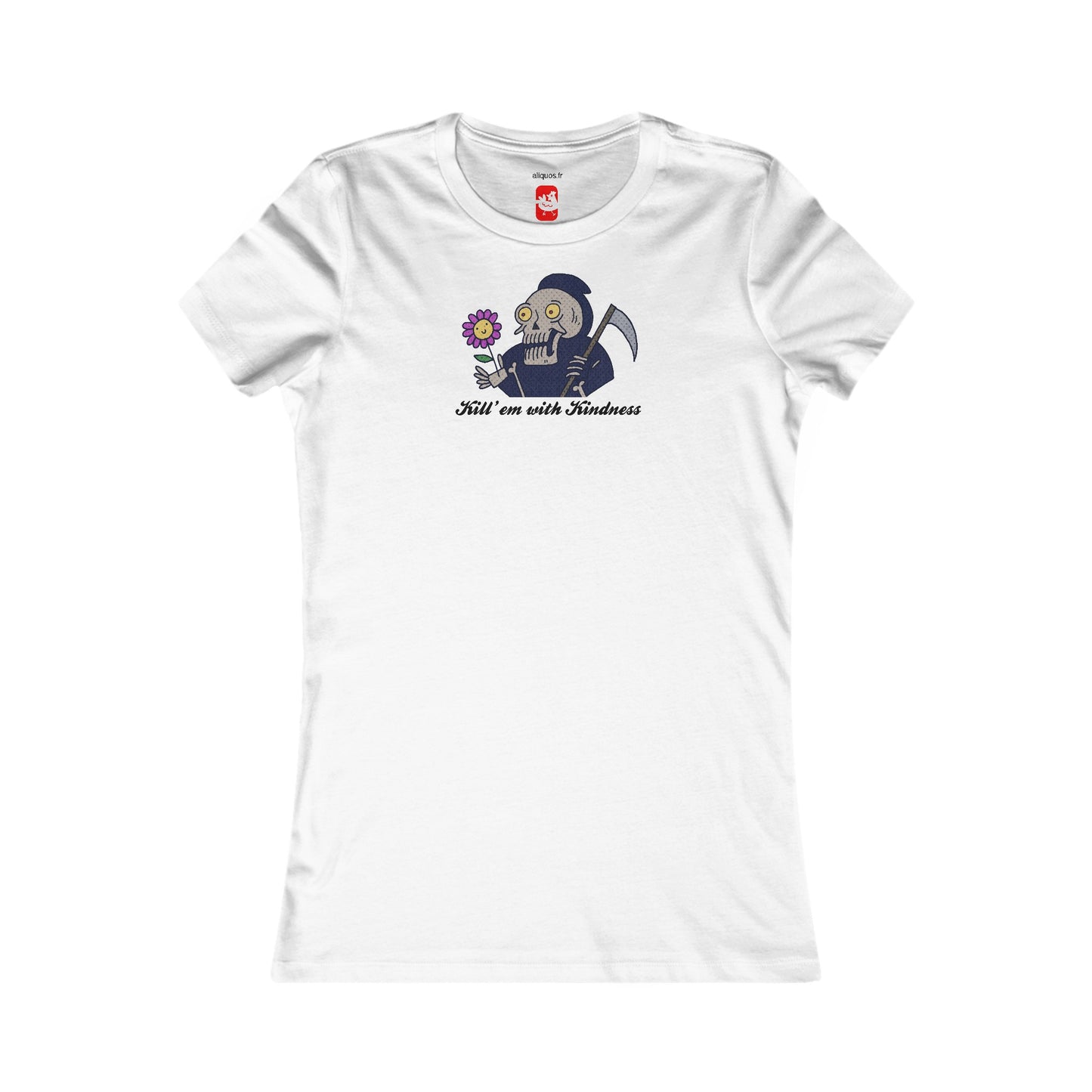 Women's Fitted Tee - Kill 'Em With Kindness Design - ALIQUOS