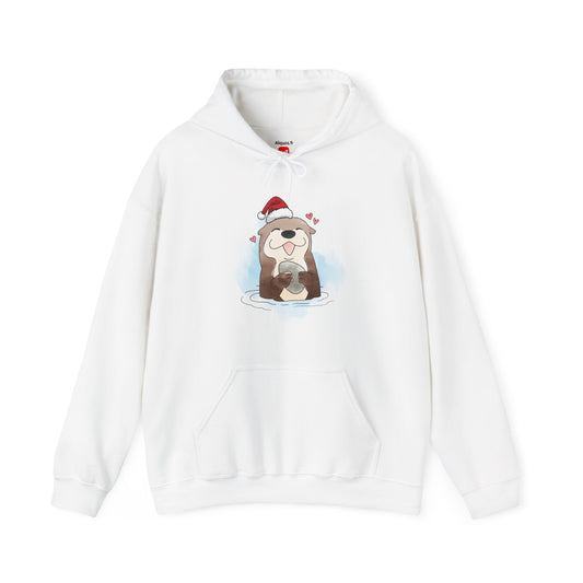 Sweat à capuche unisexe - Loutre de Noël 16 