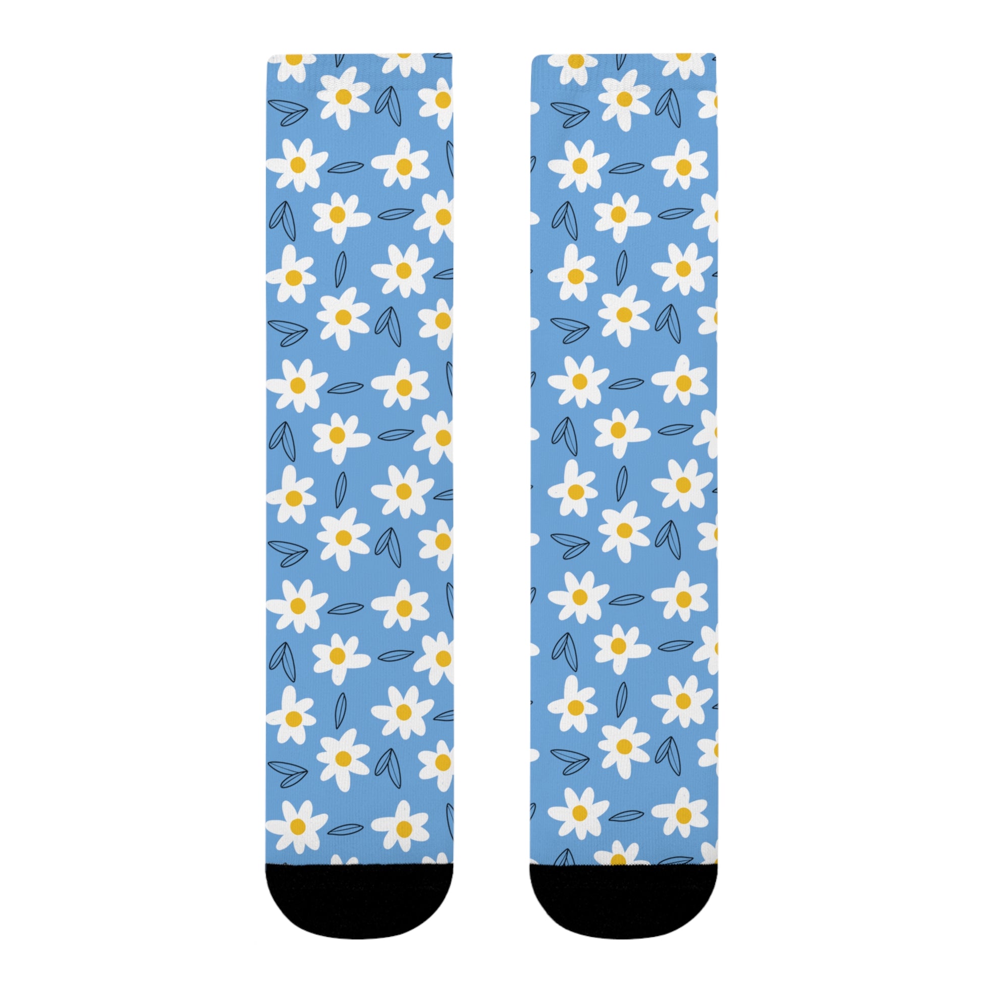 Daisies Crew Socks-Blue - ALIQUOS