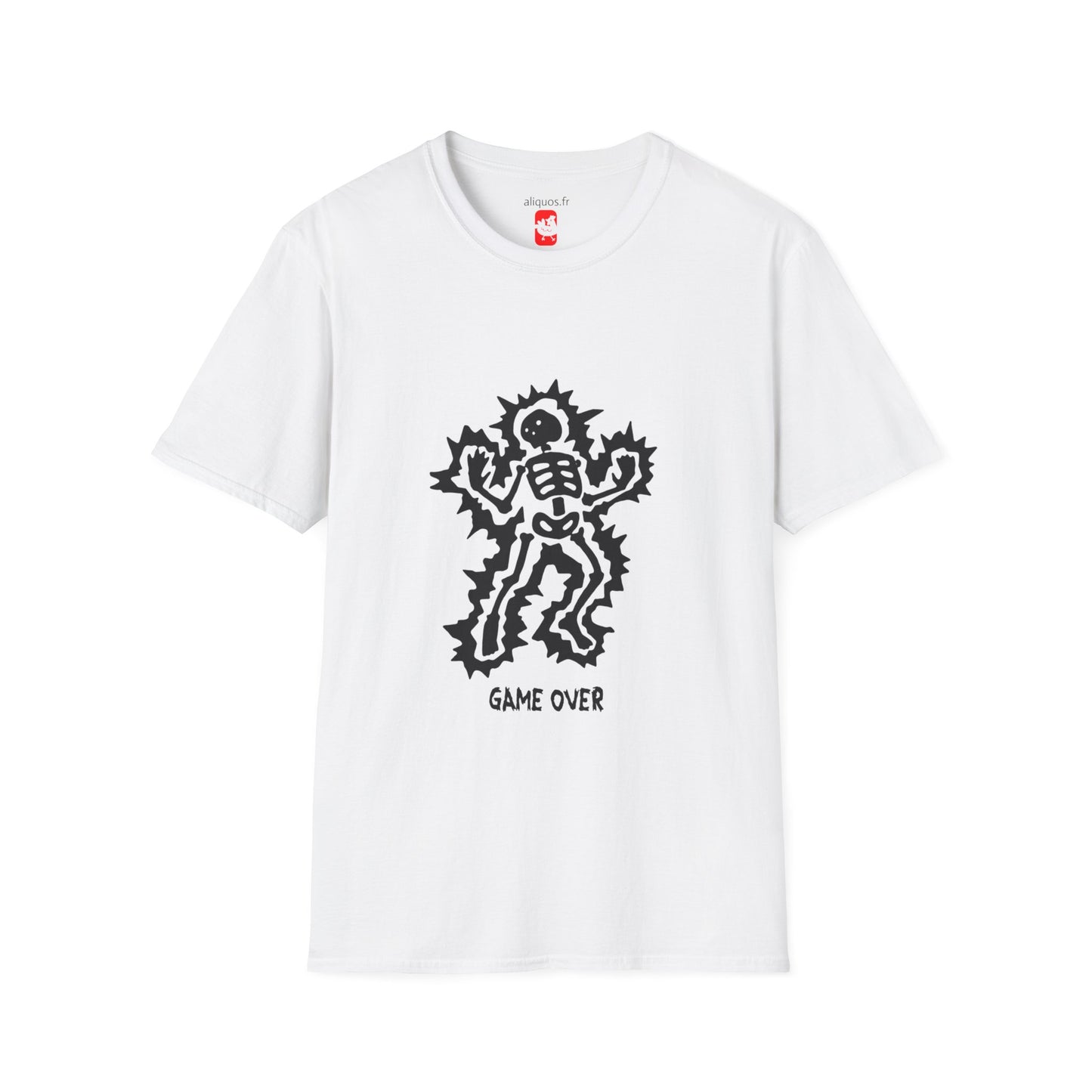 Unisex Tee - Halloween Skeleton 'Game Over' Design - ALIQUOS