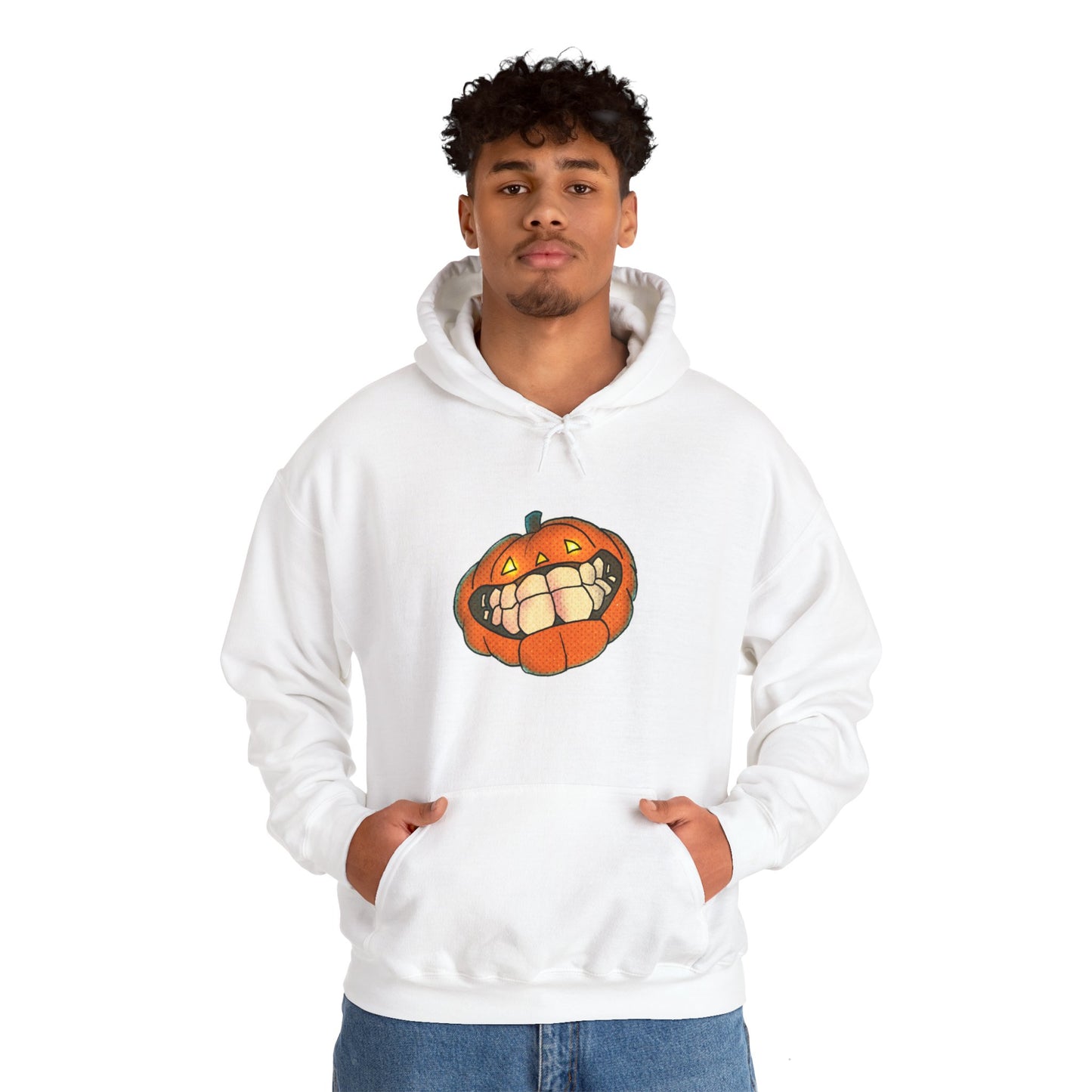Sweat à capuche unisexe - Motif « citrouille souriante » 