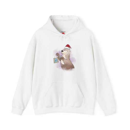 Sweat à capuche unisexe - Loutre de Noël 14 