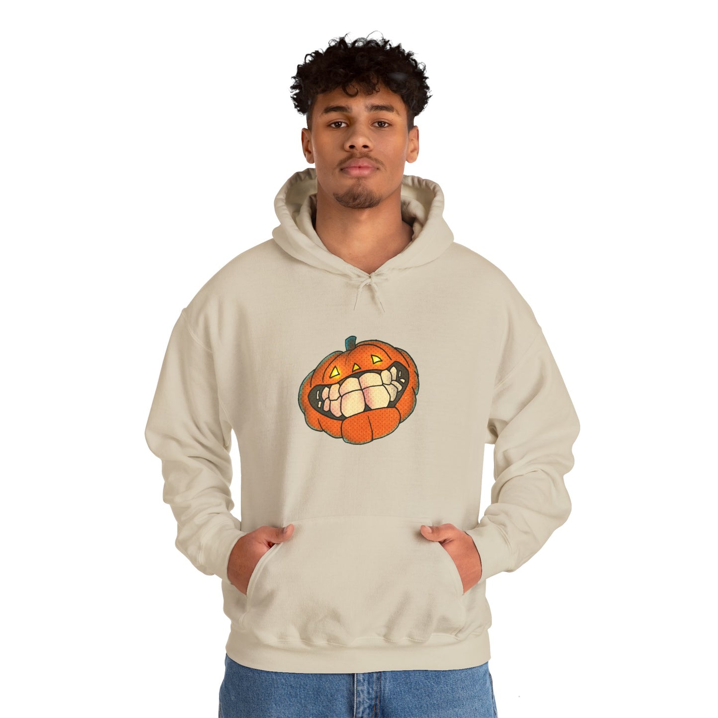 Sweat à capuche unisexe - Motif « citrouille souriante » 