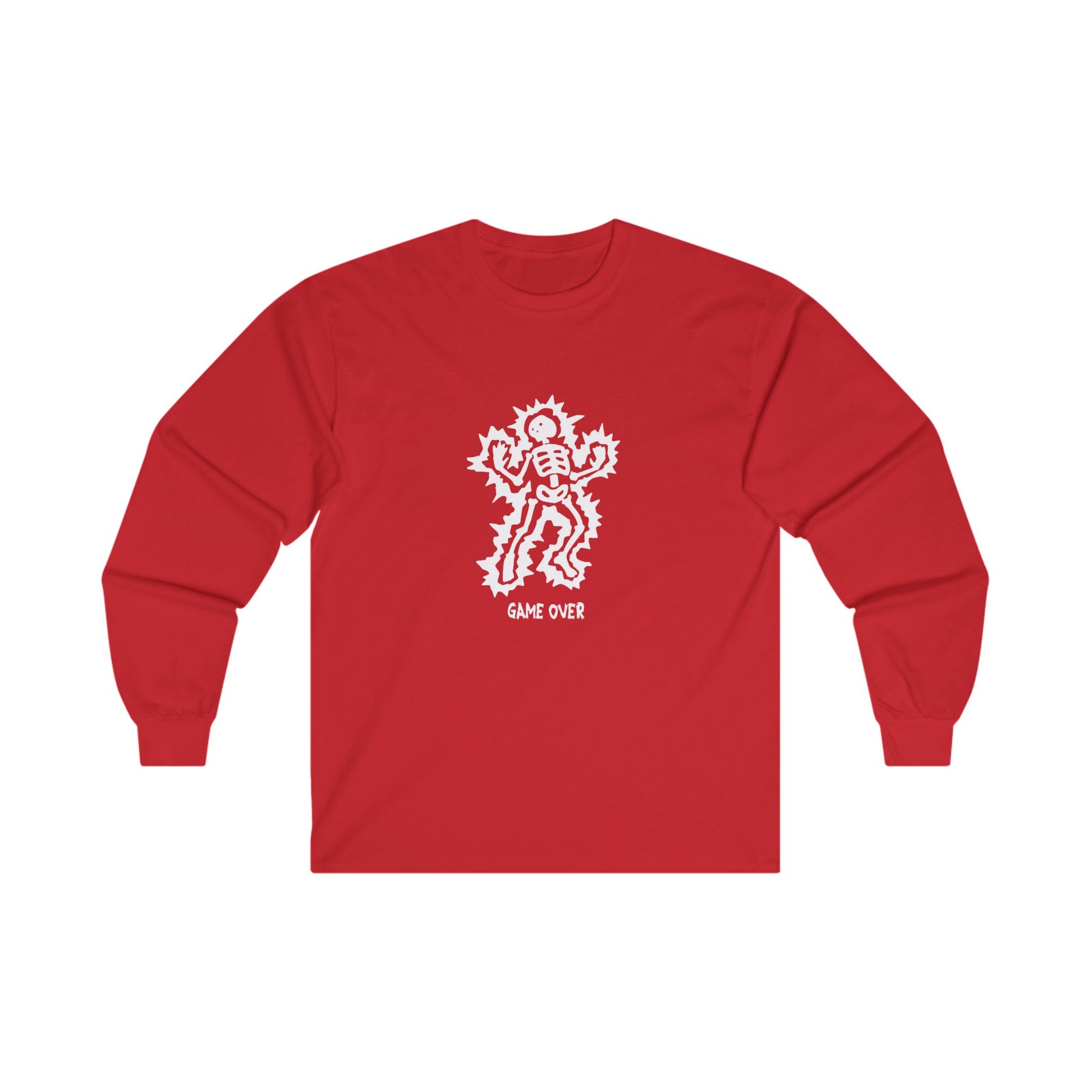 Long Sleeve Tee - Halloween Skeleton 'Game Over' Design - ALIQUOS