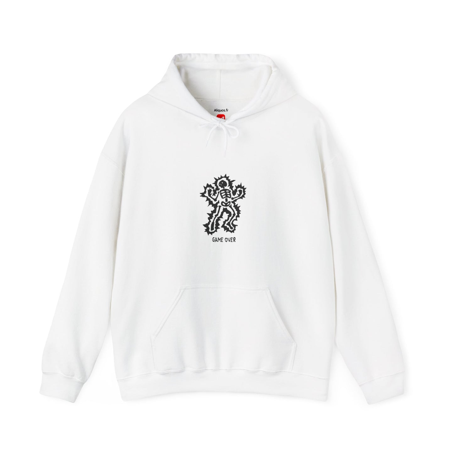 Unisex Hooded Sweatshirt - Halloween Skeleton 'Game Over' Design - ALIQUOS