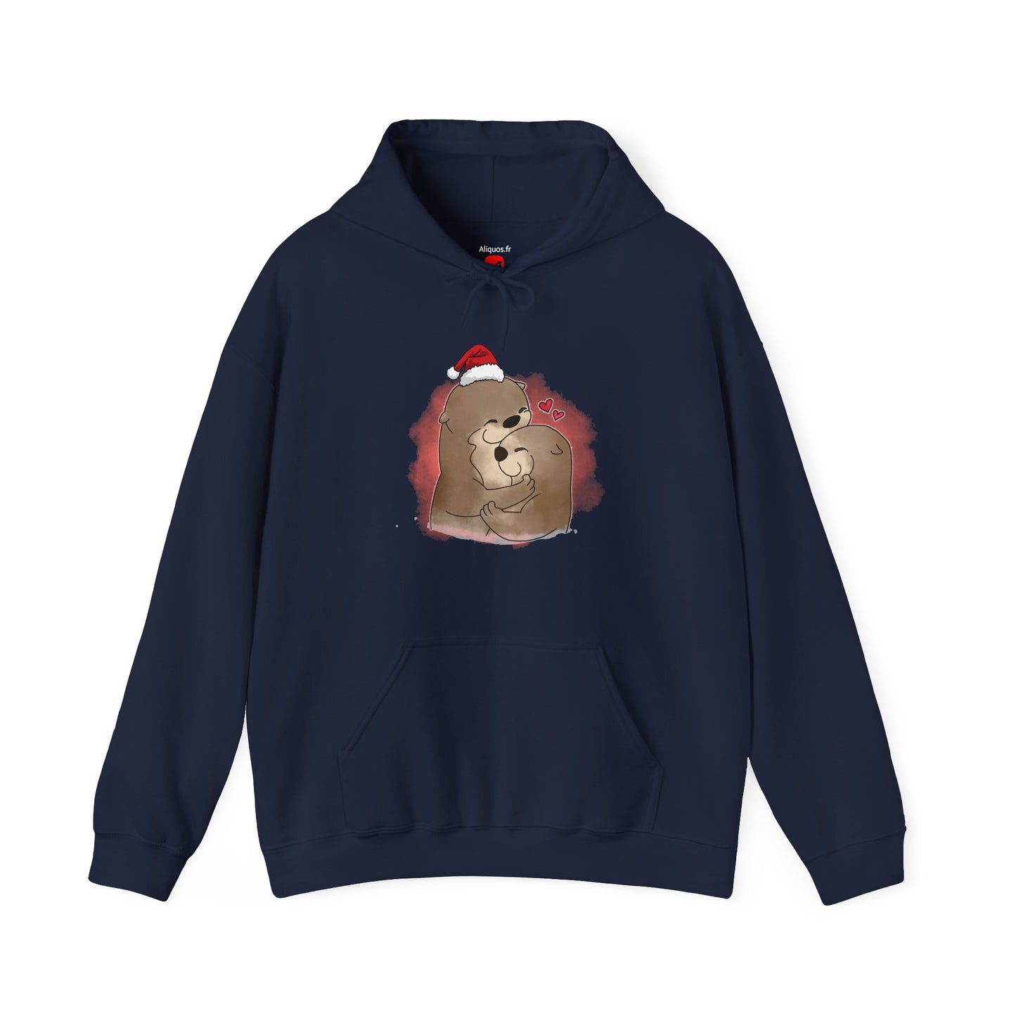 Sweat à capuche unisexe - Loutre de Noël 11 